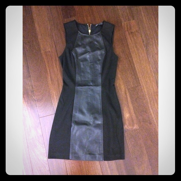 Armani Exchange leather panel mini dress