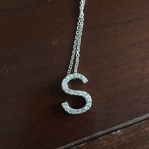 14k white gold Diamond S necklace