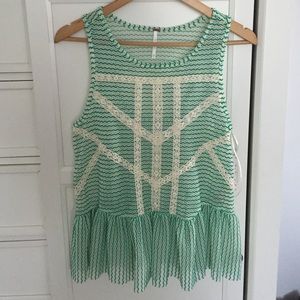 Brand new free people ivory and green peplum