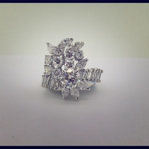 Art Deco fancy diamond flower ring unique