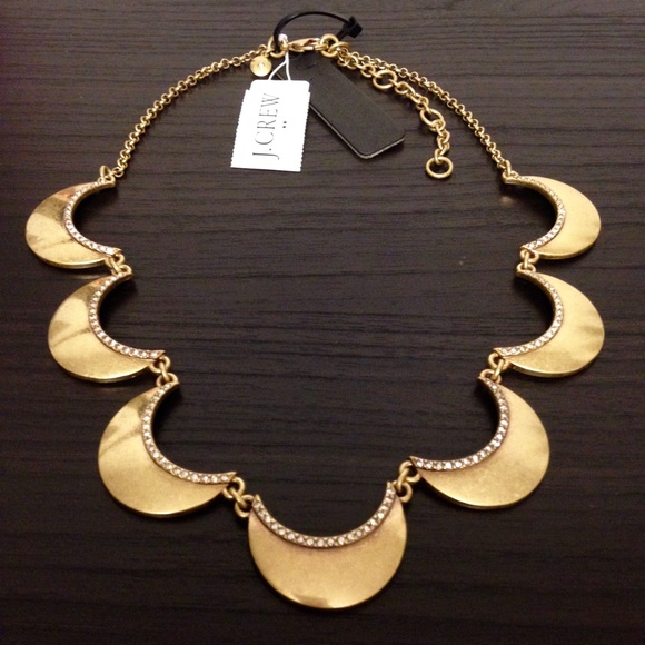 J. Crew Jewelry - J. Crew Antique Gold Necklace with Crystal Trim