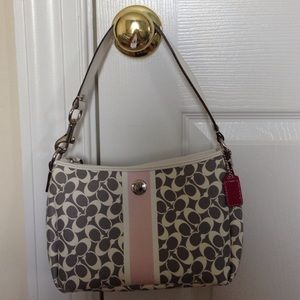 Coach Small Grey and Pink Purse