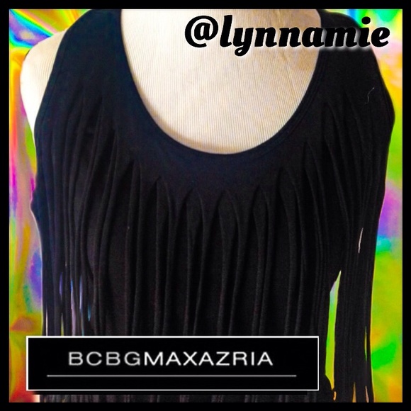 NWT BCBGMaxAzria black fringe dress