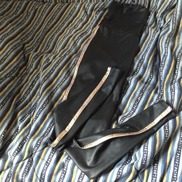 Black leggings with Gold Lining
