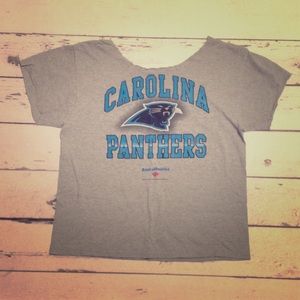 Gray, Carolina panthers, wide neck t-shirt