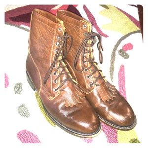 Vintage Combat/cowboy Ankle Boots