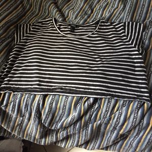 Black and Grey Stripped Crop Top