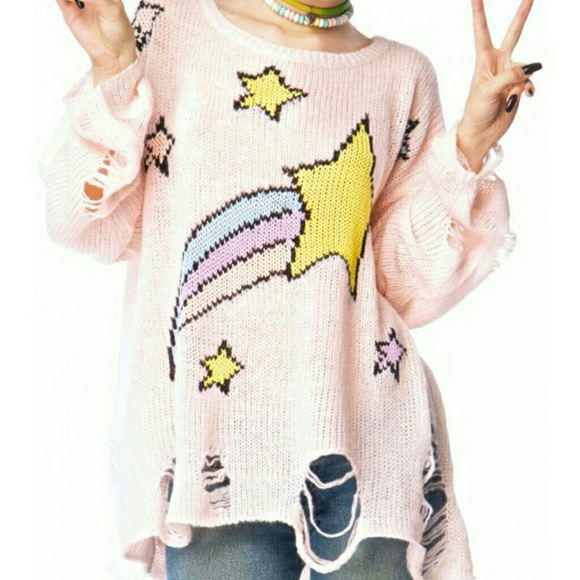 White Label Wildfox Pink Star Sweater
