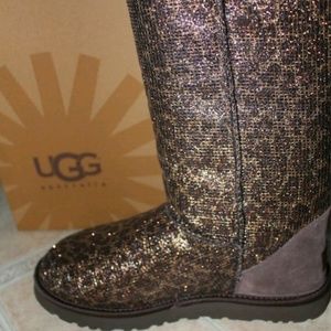 WOMENS UGG CLASSIC TALL CHEETAH PRINT GLITTER