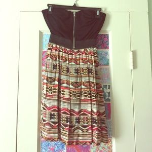 Aztec Print Strapless Dress 🌴🌴