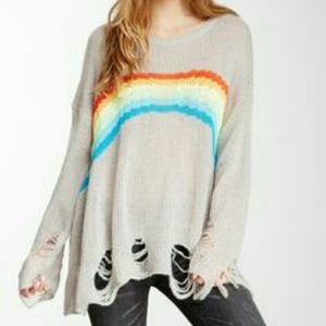White Label Wildfox Grey Rainbow Sweater