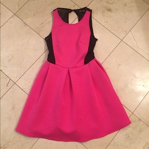 Hot Pink Dress with Mesh Cutouts