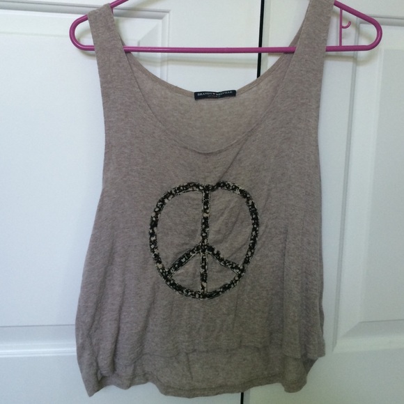 Light grey peace sign tank