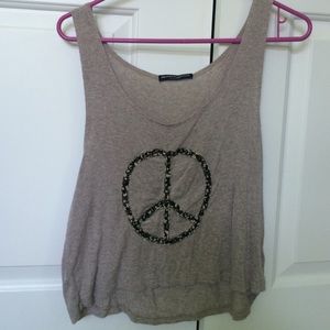 Light grey peace sign tank