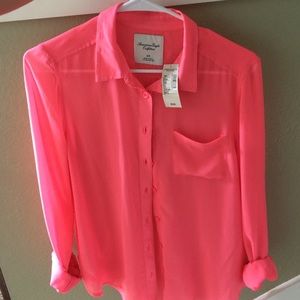 Pink American Eagle Chiffon shirt. BNWT