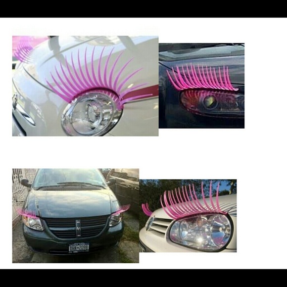 Universal car eyelashes stickers pink