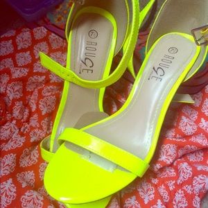 Neon yellow sandal heel