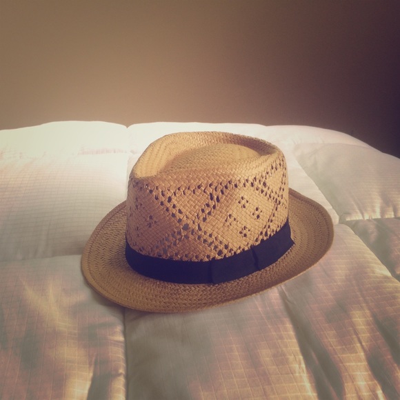 Straw pattern fedora hat - NWT
