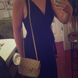 Nude small cross body satchel with gold clasp