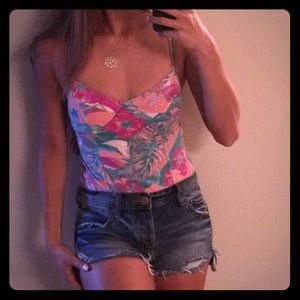 Tropical Floral Print Body Suit