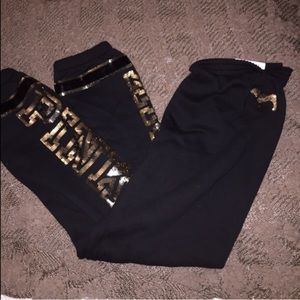 VS PINK gold bling sweats