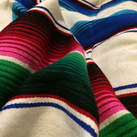 White striped Mexican blanket