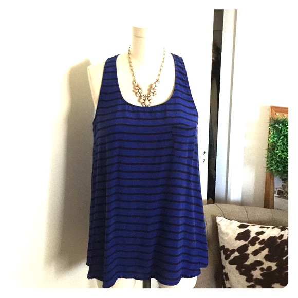 Blue with Black Stripes Top