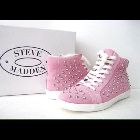 Steve Madden Twynkle Pink Suede Studded Hi Top