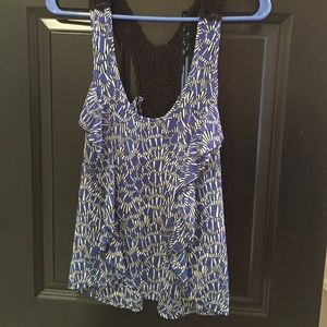 Blue and white tank with black detailing