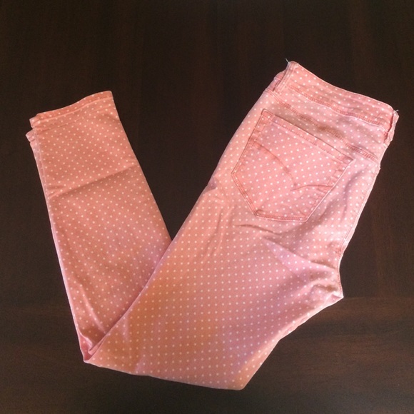 Coral Polka Dot Skinny Jeans