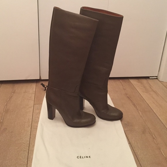 Khaki Celine Knee High Boots : Worn Twice - Picture 2 of 4