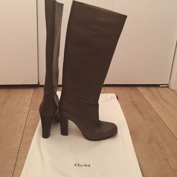 Khaki Celine Knee High Boots : Worn Twice - Picture 4 of 4