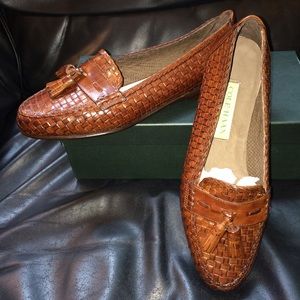 Cole Haan "Megan" Brown Hand-Woven Loafers