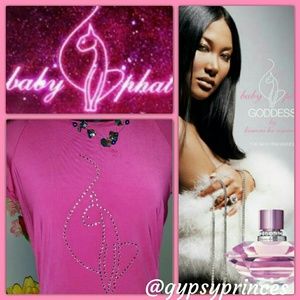 BABY PHAT CRYSTAL CAT PINK TOP