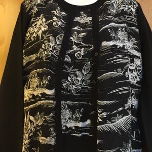 Black & White Front Silk Cardigan-Matching Shell