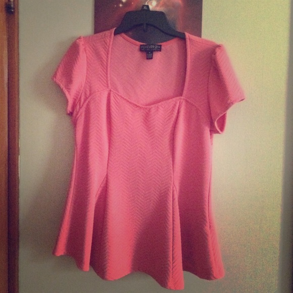 Forever 21+ Coral Peplum Top