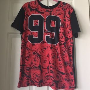 Rose print T shirt jersey