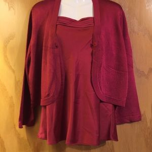 Crop Cranberry Long Sleeve Cardigan
