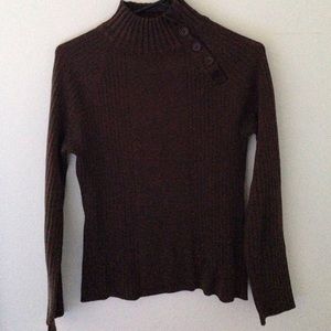 Dark brown, long sleeve turtle neck