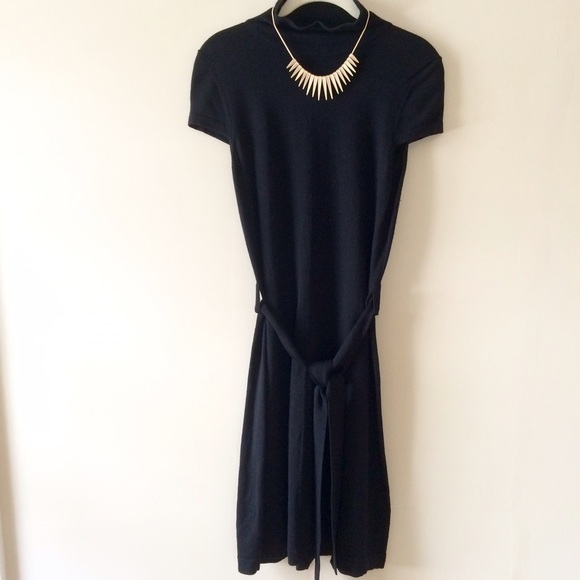 Banana Republic black wool mockneck dress