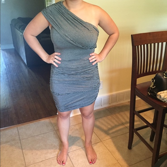 Size large striped black and white dress