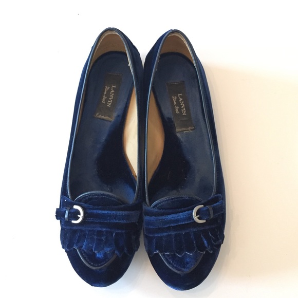 LANVIN Blue Velvet Flats