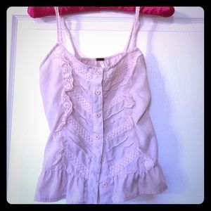 Light Pink cotton & lace tank by Poof