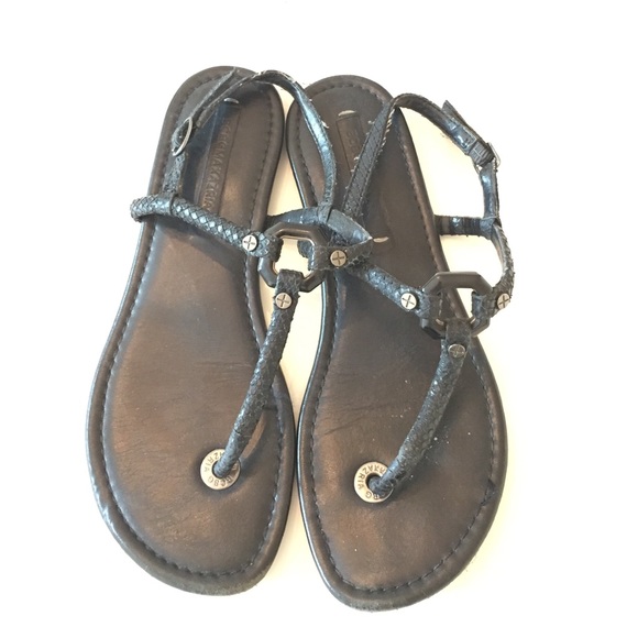 BCBG Black Snakeskin Sandals