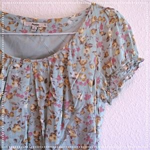 Mint Floral Print Top with Belt