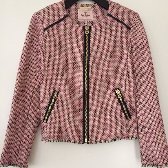 Juicy Couture
Pink Faux Lther Trimmed Tweed Jacket