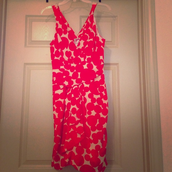 Red and cream dress