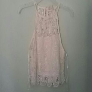 Crop lace halter top