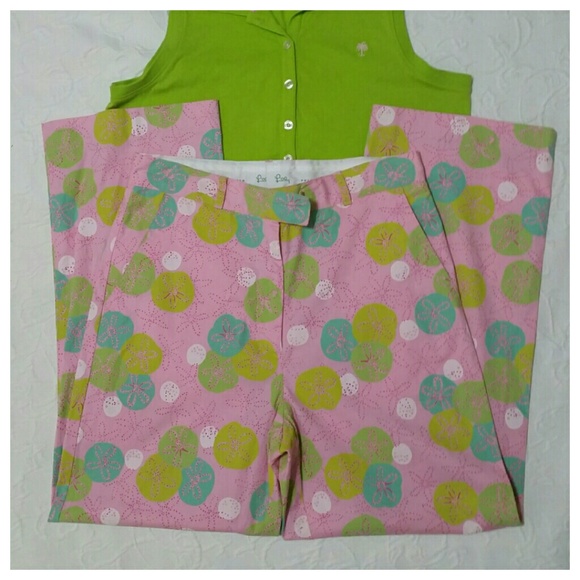 Lilly Pultizer Sand Dollar Capri Trousers Size 4 - Picture 2 of 4