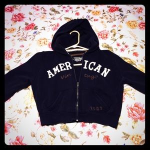 American vintage1987 Navy bluehooded zip up jacket